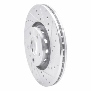 Audi A6 Quattro Brake Rotor (1) - Front Right - R1 Concepts - Drilled & Slotted - Silver - `97-`06